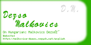 dezso malkovics business card
